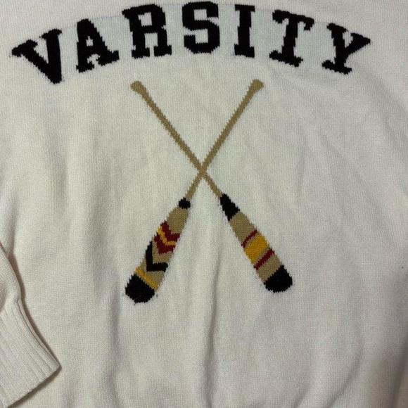 LOFT Cream Varsity Sweater - Picture 3 of 5